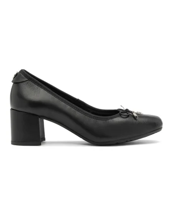 Pantofi de piele cu toc masiv Mija, Negru