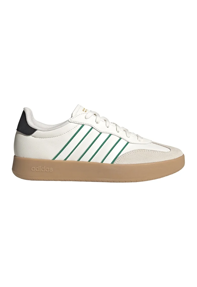 Pantofi sport din piele ecologica cu insertii din piele intoarsa Barreda, Verde/Alb murdar