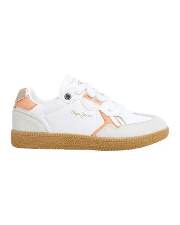 Pantofi sport cu insertii de piele intoarsa, Portocaliu/Alb murdar