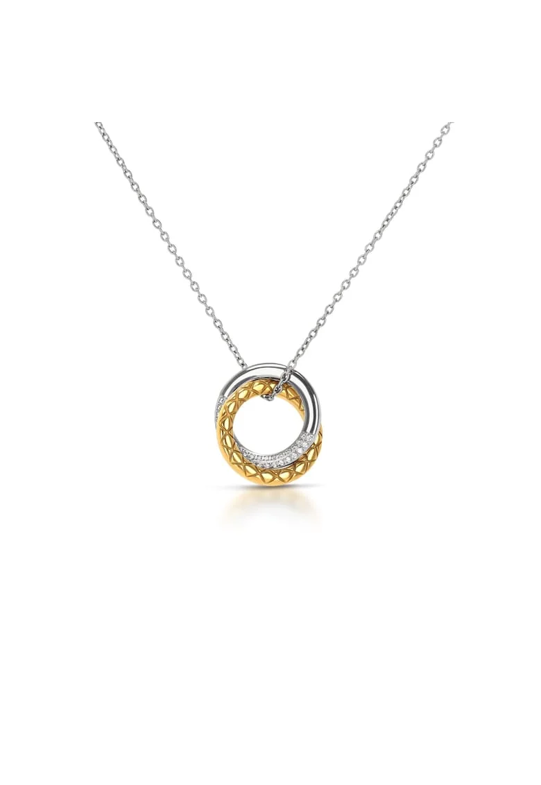 Colier placat cu aur de 18K si decorat cu zirconia, Argintiu/Auriu