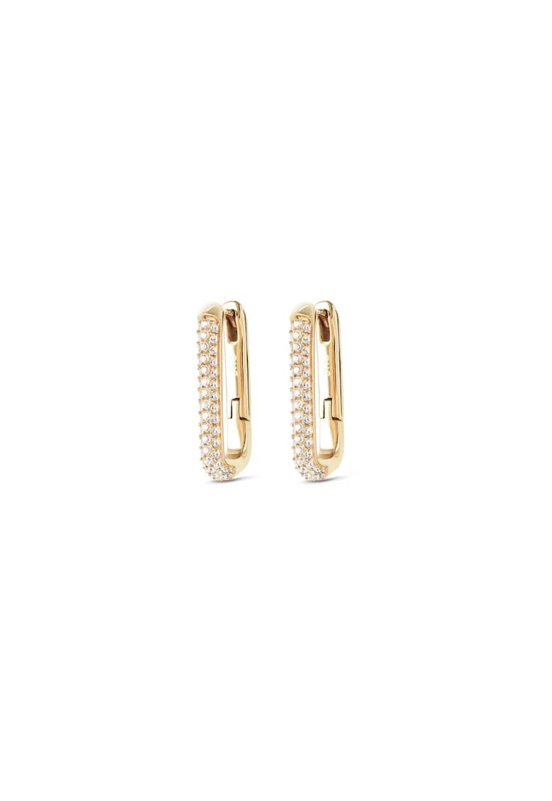 Cercei placati cu aur de 18K si decorati cu zirconia, Auriu