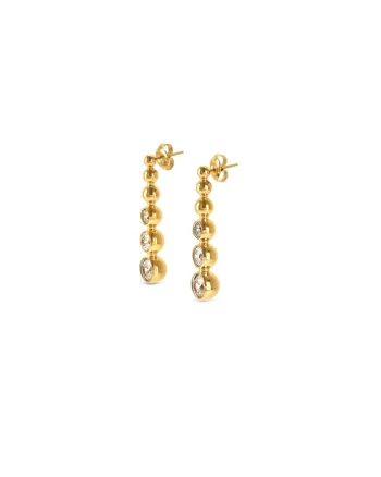 Cercei drop din otel placati cu aur de 18k Crystal