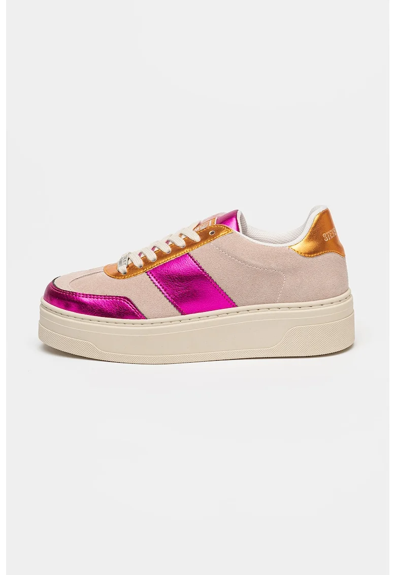 Pantofi sport Moxy low-cut cu platforma, Portocaliu/Fucsia/Roz prafuit