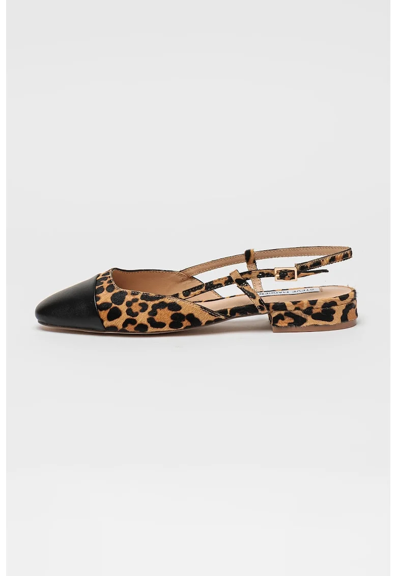 Pantofi de piele cu animal print Belinda, Negru/Maro deschis