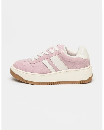 Pantofi sport cu garnituri contrastante Field, Alb/Roz pastel