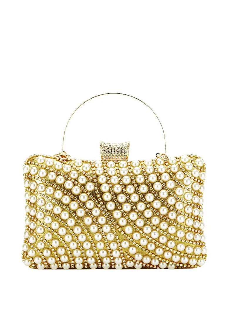 Clutch auriu cu strasuri BYH-802 05 11058, Auriu