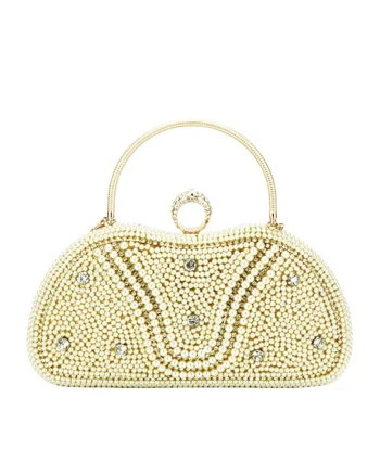 Geanta clutch cu perle si pietricele BME-22732 05 Auriu 13296, Auriu