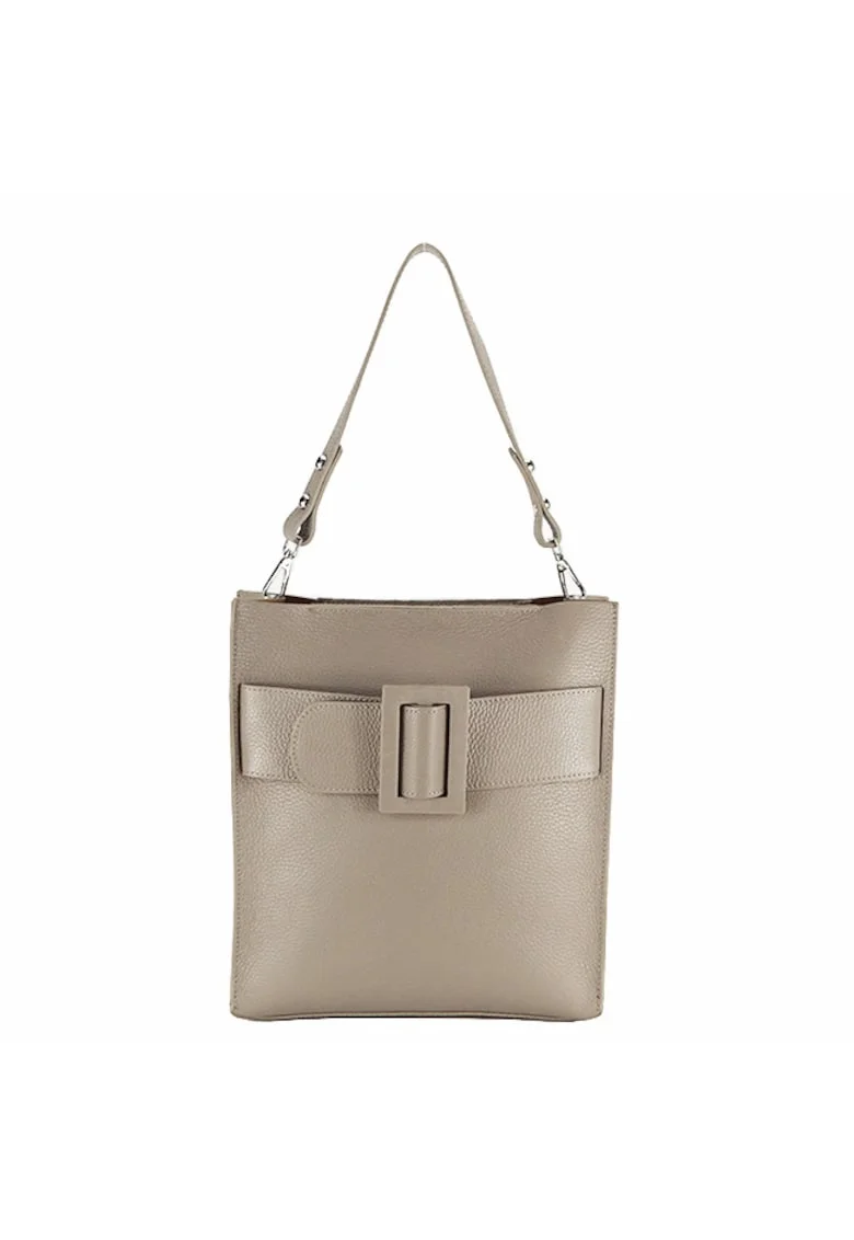 Geanta taupe din piele naturala cu borseta detasabila 8929 124 14726, Maro taupe