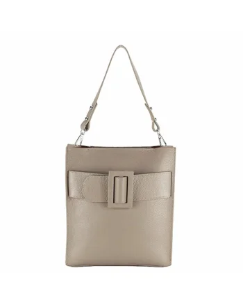 Geanta taupe din piele naturala cu borseta detasabila 8929 124 14726, Maro taupe