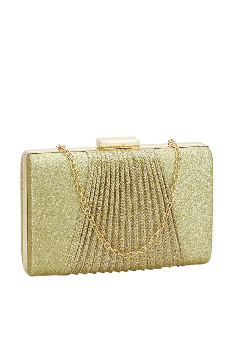 Geanta clutch auriu cu sclipici 1009 05 15749, Auriu