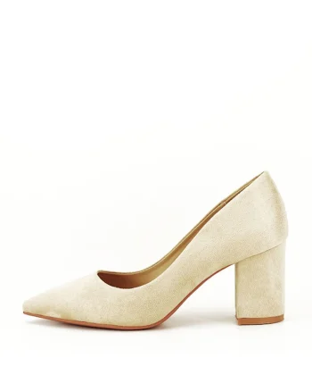 Pantofi bej cu toc gros Adelina 03 11360, Bej