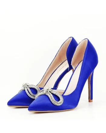 Pantofi albastri cu brosa 6841 04 11321, Albastru