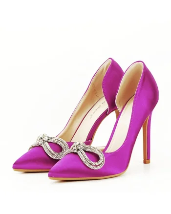Pantofi magenta cu brosa 6841 04 11317, Magenta