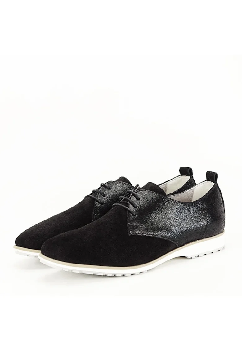 Pantofi oxford din piele naturala negri Selena 01 10051, Negru