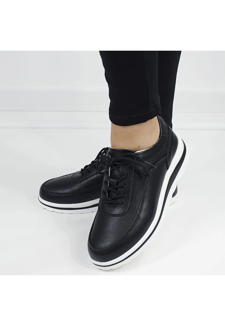 Sneakers negri din piele naturala 5090 M6 16474, Negru