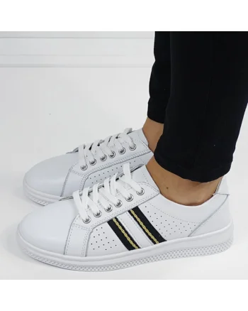 Sneakersi albi din piele naturala 5088 M7 16504, Alb