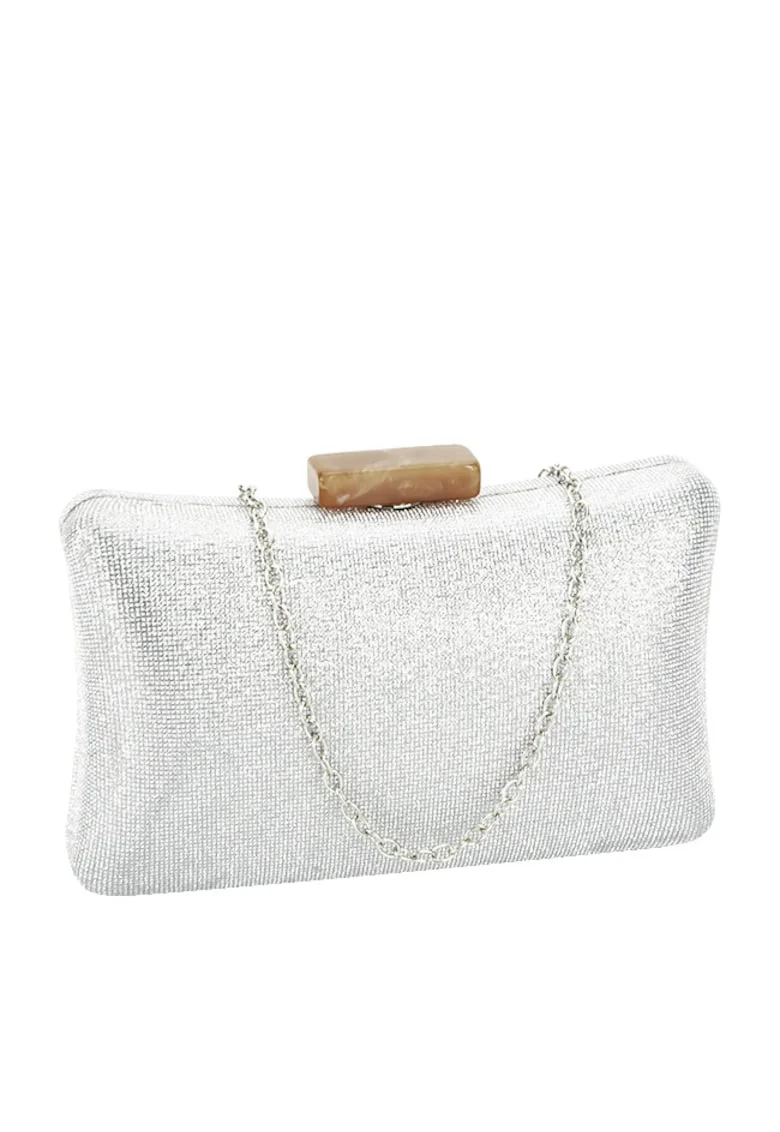 Geanta clutch argintie cu sclipici 5764 06 12643, Argintiu