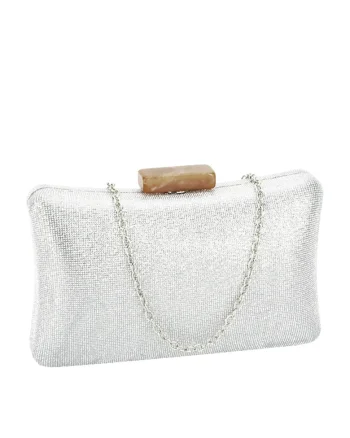 Geanta clutch argintie cu sclipici 5764 06 12643, Argintiu