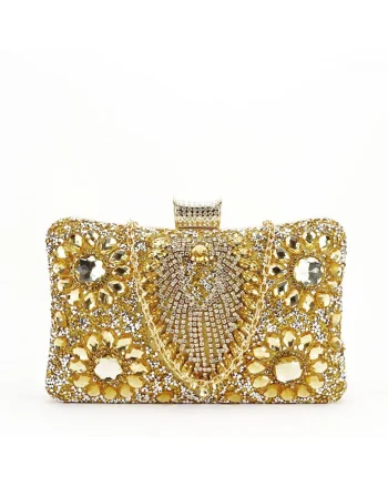 Geanta clutch aurie cu cristale 2023-15 05 15320, Auriu