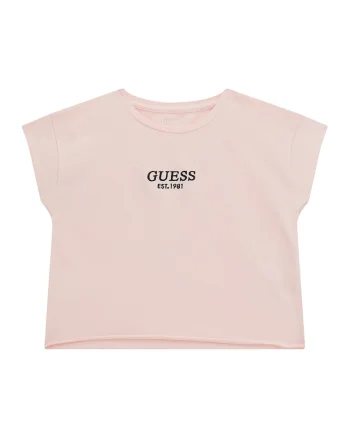 Tricou cu decolteu la baza gatului si logo, Roz pal