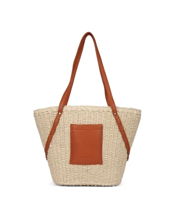 Geanta shopper cu aspect tesut Rialma, Caramel
