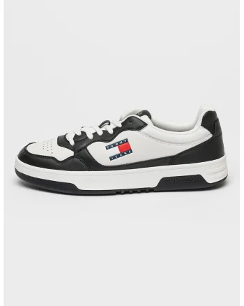 Pantofi sport din piele cu garnituri contrastante, Alb/Negru