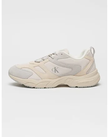 Pantofi sport din piele intoarsa cu logo, Gri deschis/Bej deschis