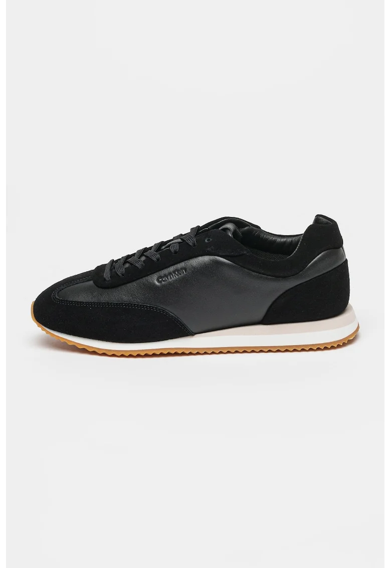 Pantofi sport din piele si piele intoarsa, Negru
