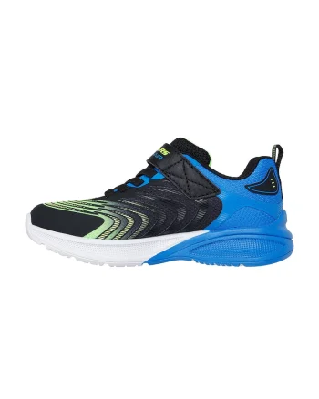 Pantofi sport de piele ecologica cu velcro Microspec Max, Negru/Albastru