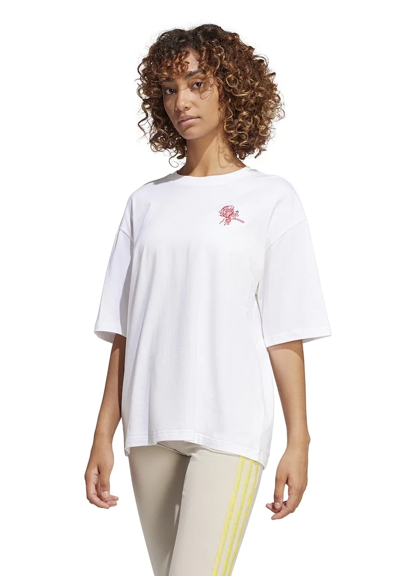Tricou din bumbac cu detaliu brodat, Rosu/Alb