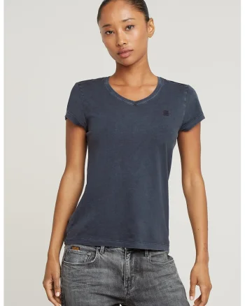 Tricou slim fit de bumbac organic, Albastru petrol