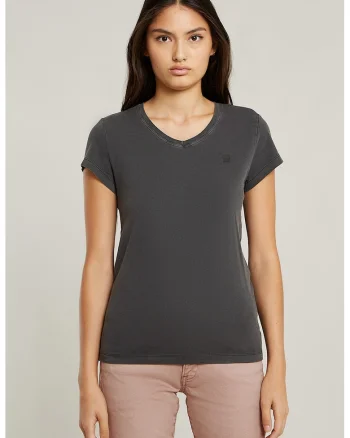 Tricou slim fit de bumbac organic, Gri inchis