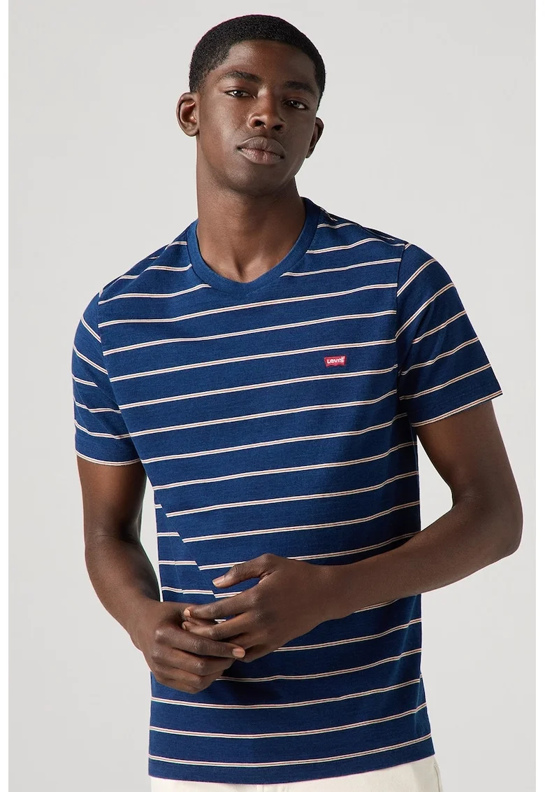 Tricou cu decolteu la baza gatului, Indigo