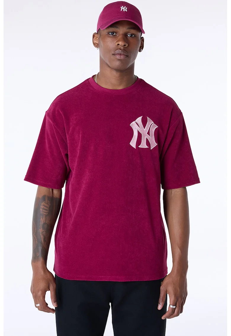 Tricou regular fit cu logo, Rosu inchis