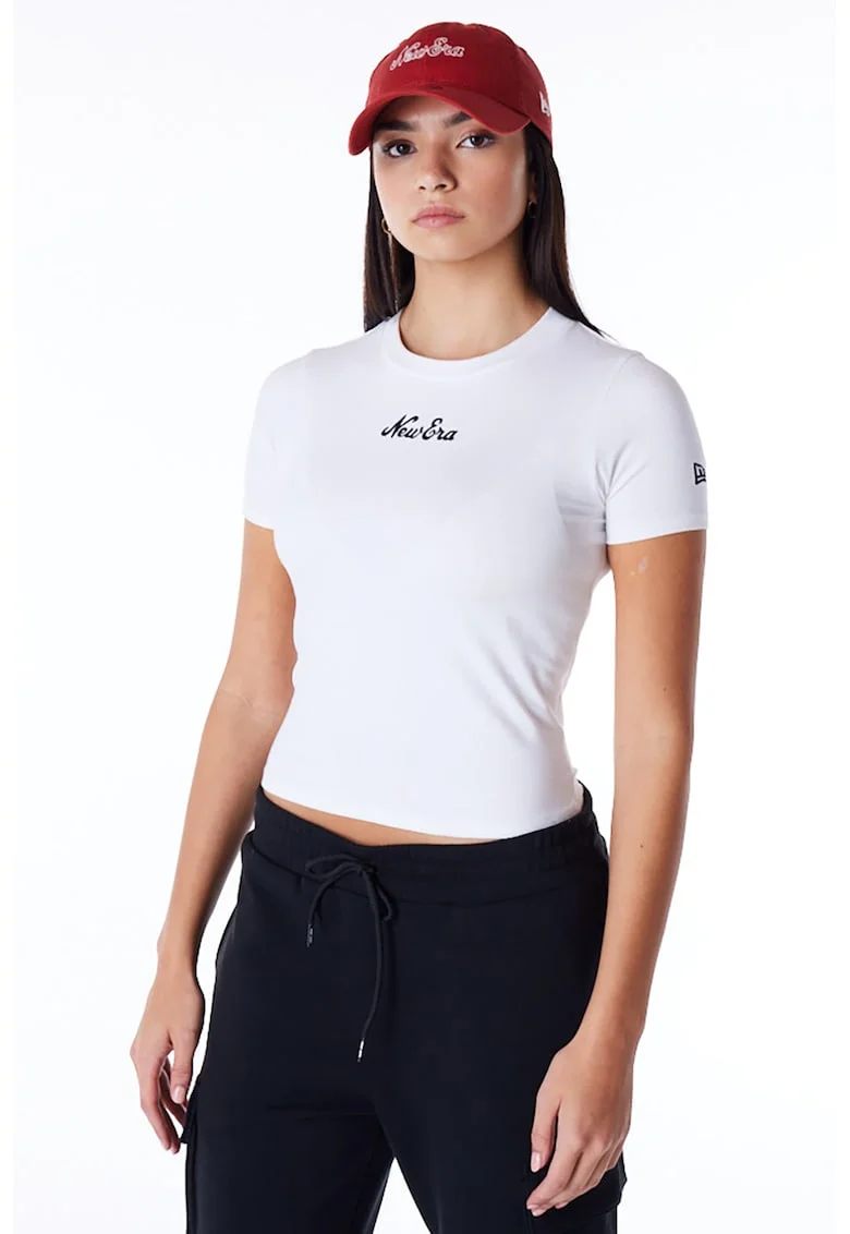 Tricou uni cu decolteu la baza gatului, Alb