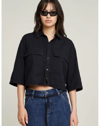Camasa crop lejera, Negru