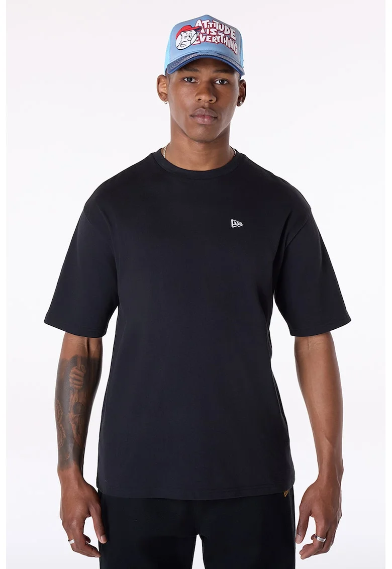 Tricou de bumbac cu imprimeu grafic si text, Rosu/Negru