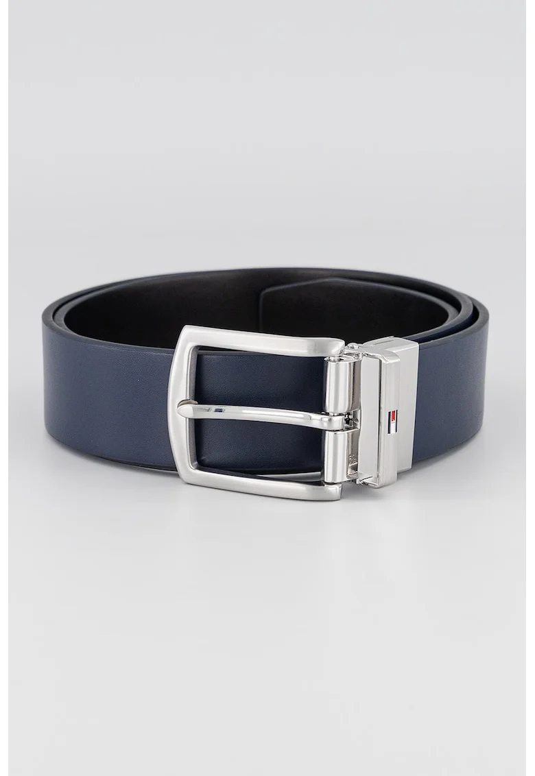 Curea reversibila din piele Denton, Negru/Albastru inchis