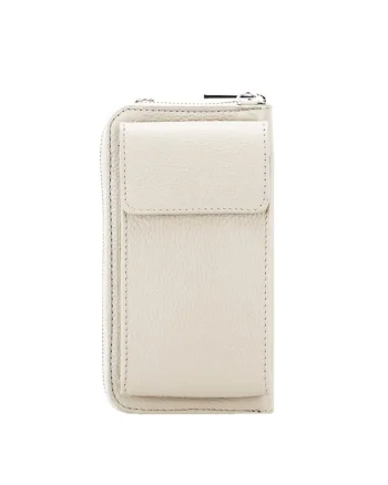 Portofel si port telefon din piele naturala 8971 07 Crem 12817, Crem
