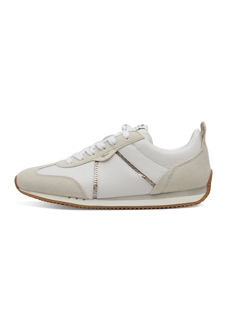 Pantofi sport low-cut cu garnituri de piele intoarsa, Gri deschis/Maro taupe deschis/Caramel