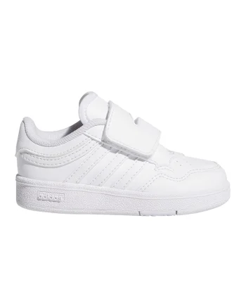 Pantofi sport de piele ecologica cu velcro Hoops 4.0, Alb optic