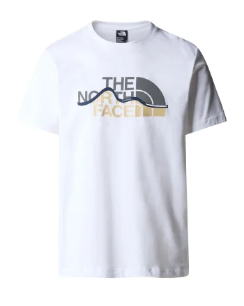 Tricou cu imprimeu logo Mountain Line, Alb/Gri/Bej