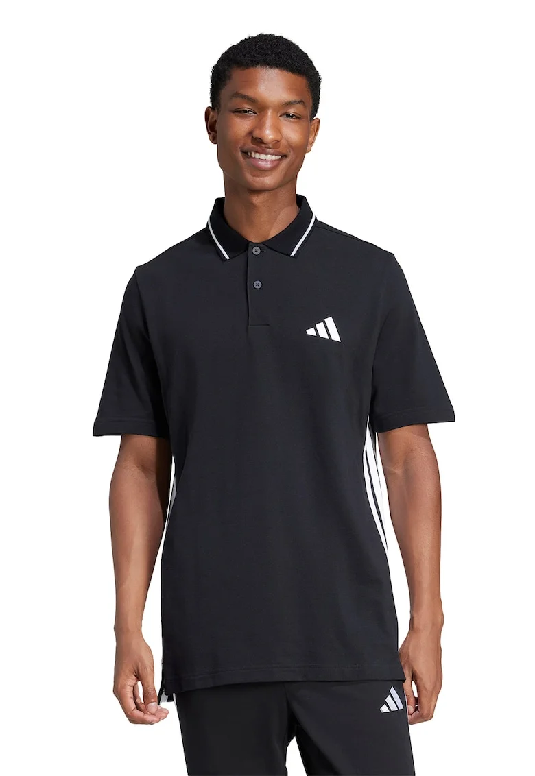 Tricou polo cu logo, Alb/Negru