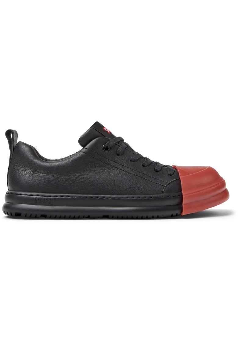 Pantofi sport de piele cu sireturi, Negru