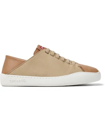 Pantofi sport de piele cu logo, Bej