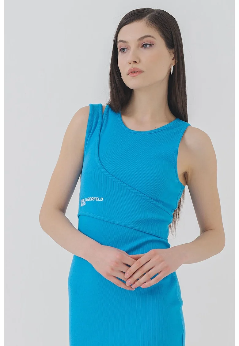 Rochie mini cambrata cu logo, Albastru royal