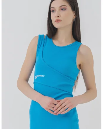 Rochie mini cambrata cu logo, Albastru royal