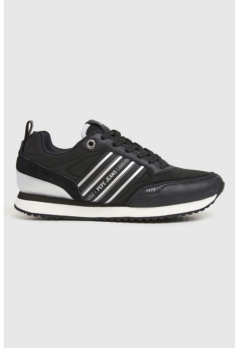 Pantofi sport cu logo, Negru/Argintiu
