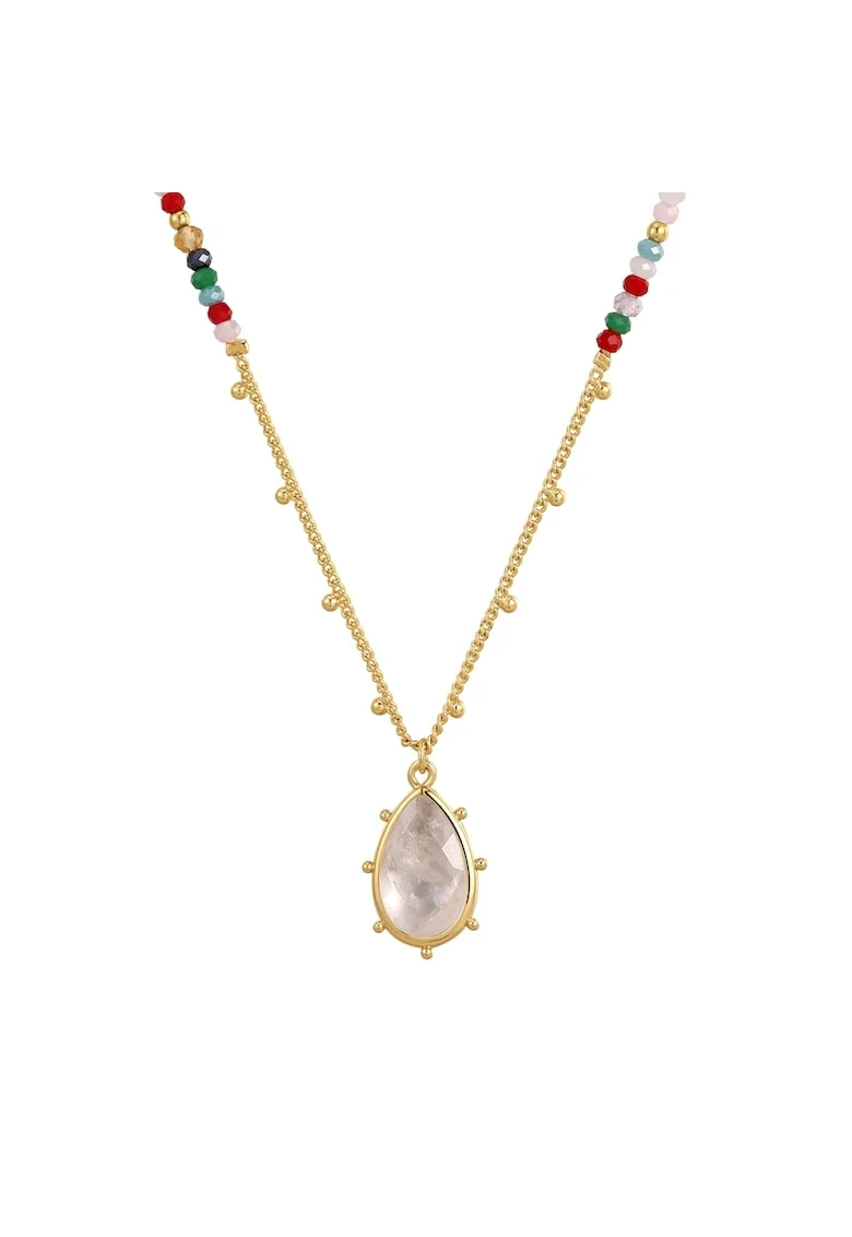 Colier placat cu aur de14K cu quartz si zirconia, Auriu