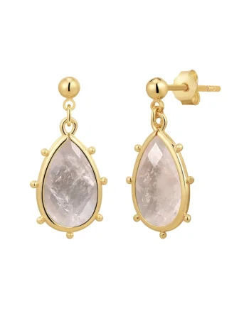 Cercei placati cu aur de 14K cu quartz, Auriu